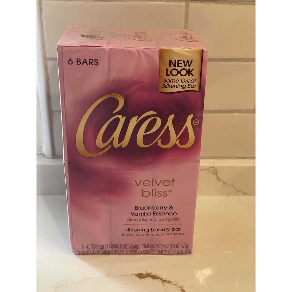 Caress Velvet Bliss Blackberry & Vanilla Essence Bar Soap Bath 6 Pack 4 oz New